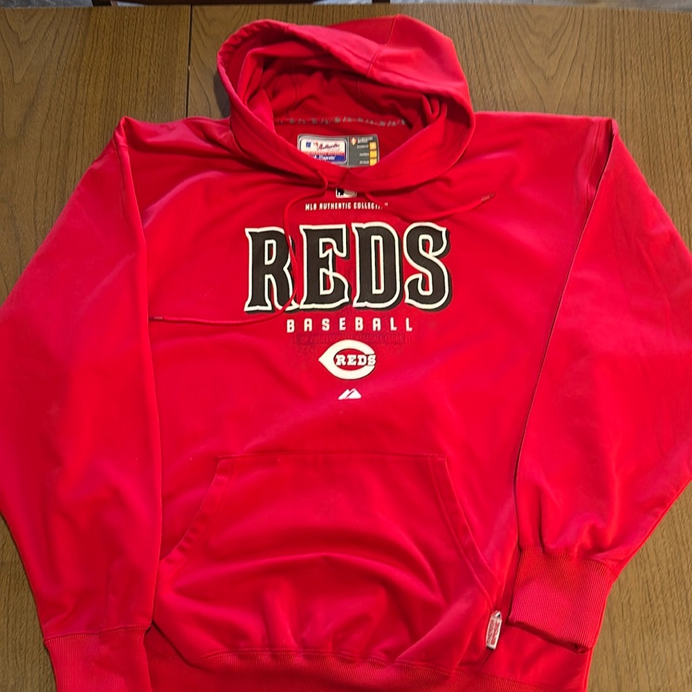 Majestic Cincinnati Reds Hooded Sweatshirt Pullover Mens size XL Thermabase